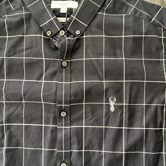 next Slim Fit Stretch Button Down Dress Shirt Black Size M New w/Tag Retail £32 - Picture 6 of 9
